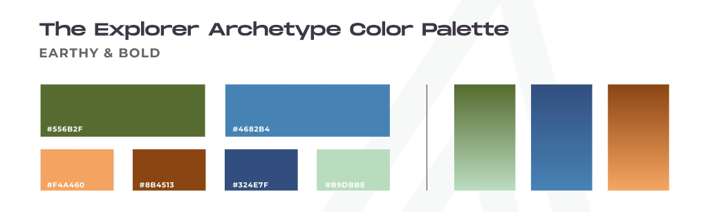 Color palette of Explorer Brand Archetype