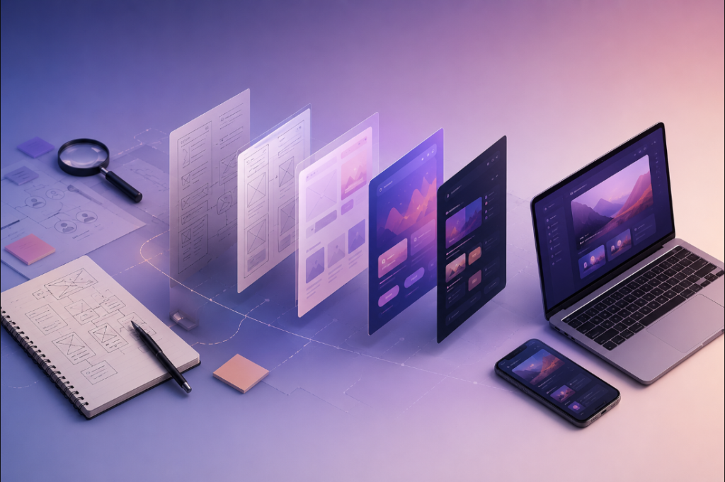 UI UX design process visual representation